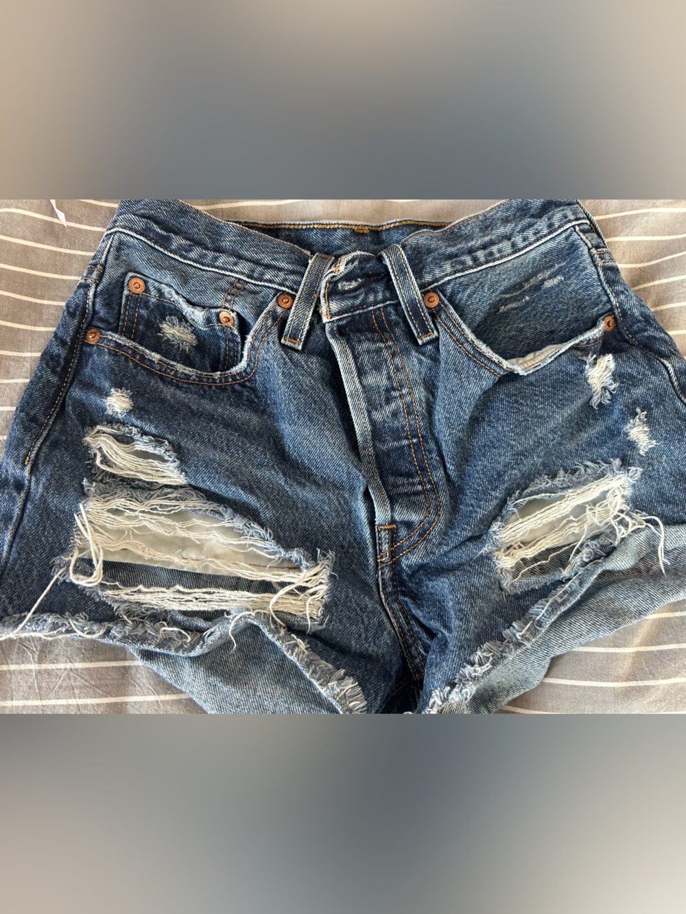 Levi's Distressed Medium Blue Women's Denim Shorts